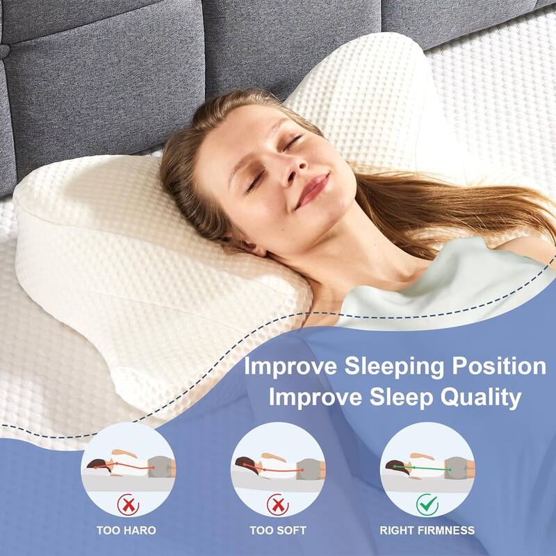Pillow for Neck Support, Contour Memory Foampillow Shoulder Support Pain Relief for Side Back Stomach Sleepers with Pillowcase