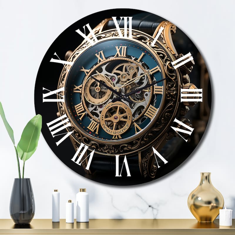 Designart "Luxury Watch Diamond Dusk V" Fashion Oversized Wall Clock