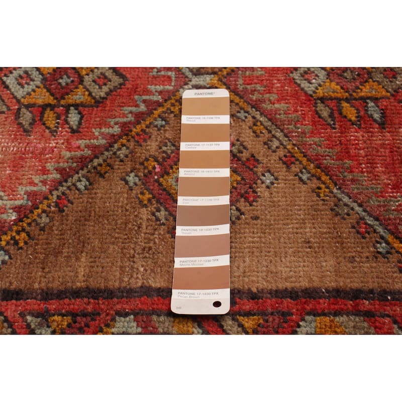 ECARPETGALLERY Hand-knotted Konya Anatolian Brown, Red Wool Rug - 3'4 x 10'7