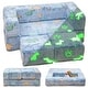 preview thumbnail 5 of 30, Grondin Kids Modular Loveseat with Ottoman, Convertible Sofa Bed with Sherpa Upholstered and Density Sponge Padding Blue Dinosaur