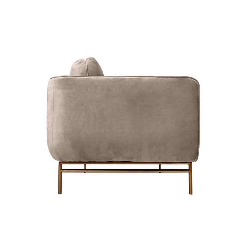 Lilou 77" Fabric or Velvet 3 Seater Sofa Sofa with Antique Brass Metal Legs