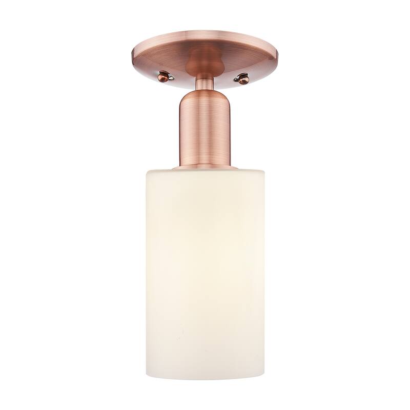 Innovations Lighting Endless Possibilities Arcadia - Clymer - 1 Light 4" Semi-Flush Mount - Antique Copper/Matte White