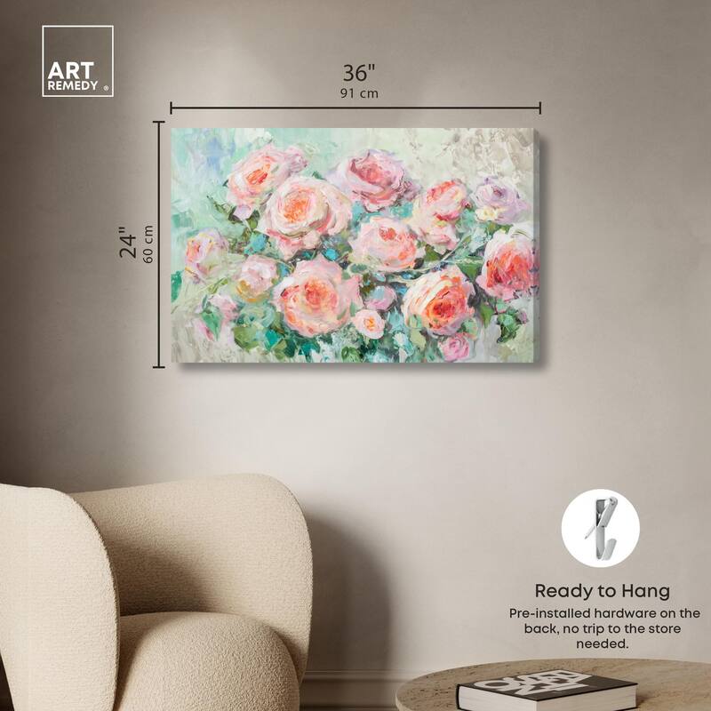 Cabbage Rose Charm Canvas by Art Remedy, Gallery Wrapped