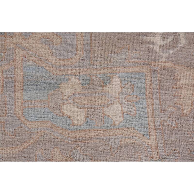 Hand Knotted Oriental 100% Wool Carpet Transitional Medallion Navy Blue & Blues Oushak Area Rug - 14' 8'' X 12' 0''