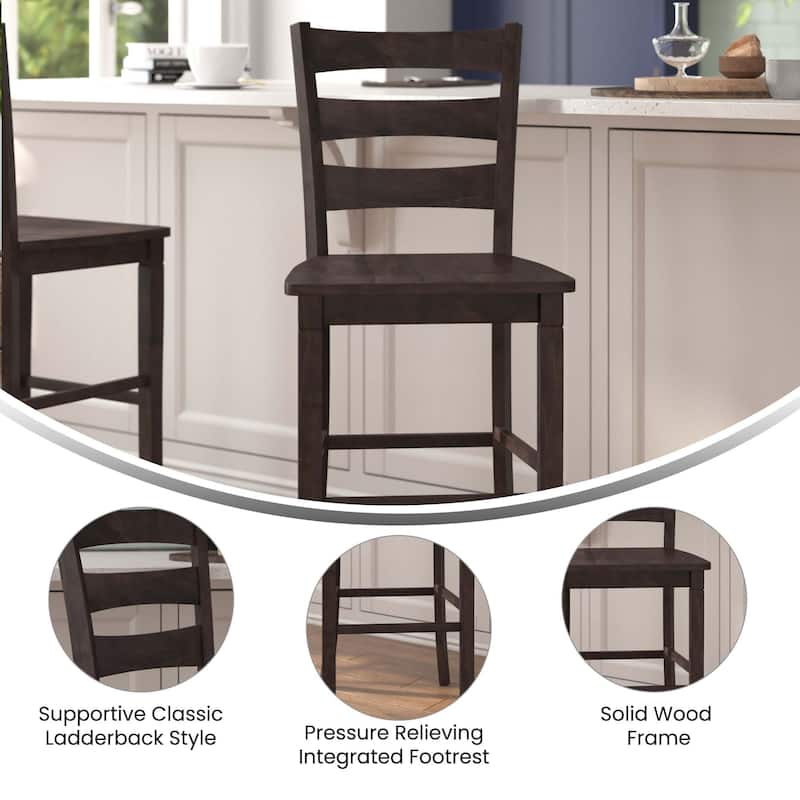 Commercial Grade Wooden Bar Height Stool, Set of 2