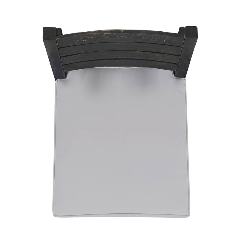 Outdoor Acacia Wood Armless Dining Chair with Cushions (Set of 2), Sandblasted Dark Gray + Light Gray