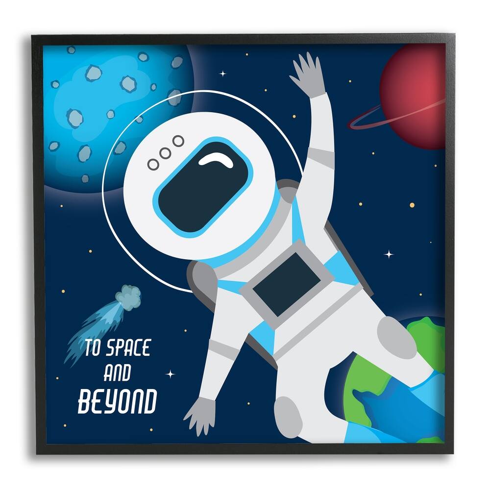 Stupell To Space and Beyond Blue Comet Astronaut Wave Framed Wall Art