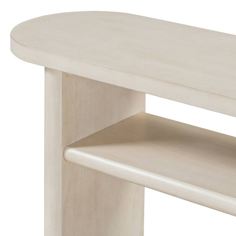 Elegant Minimalist Console Table with Rounded Edges and Sturdy Shelf Design for Entryway