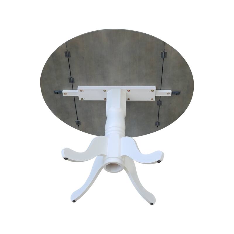 Round Pedestal Base Solid Wood 42-inch Drop-leaf Dining Table