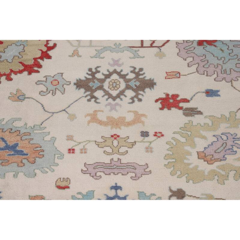Ivory & Blue Oushak Indian Large Area Rug Handmade Wool Carpet - 10'1"x 13'10"