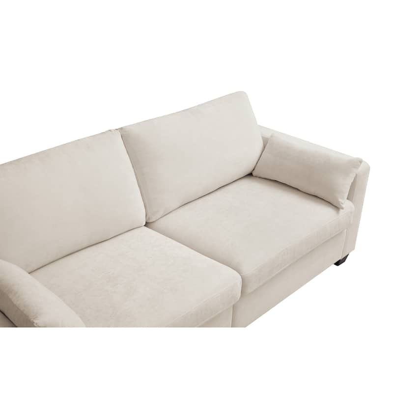 Modern Loveseat Sofa for Living Room, Removable Cover, Spring Cushions, Solid Wood Frame, Wide Armrest for Small Space