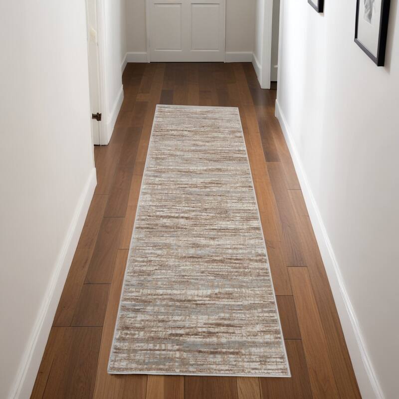 Power Loomed Abstract Modern Non Skid Stain Resistant Low Pile Area Rug - 90' X '27' X '0.25 - 90' X '27' X '0.25 - Lavender/Ivory - Runner