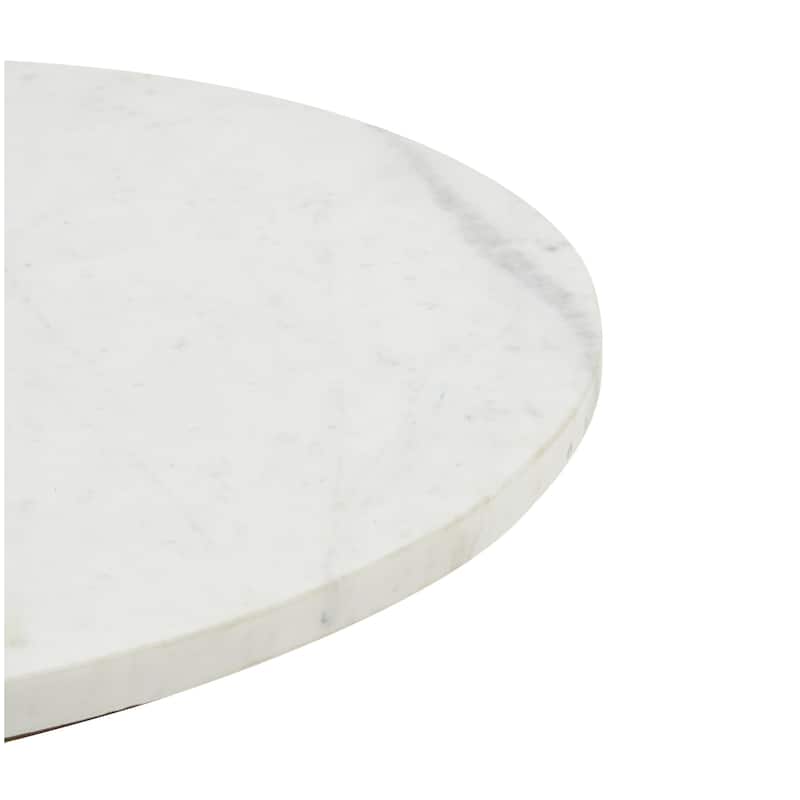 Metal Geometric Pedestal Side End Accent Table with White Marble Tabletop - Silver or Gold- Roche River Decor