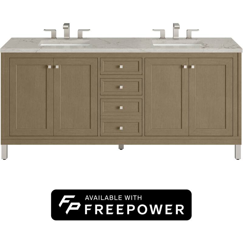 James Martin Vanities 503-V72-FVSL Chicago 72" Free Standing Double - Walnut Whisper