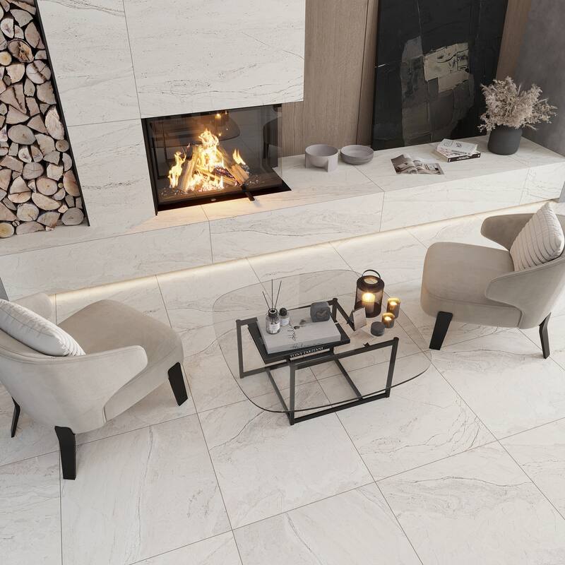 Apollo tile 24" x 24" Splendor Matte Stone Beige Porcelain Tile (11.62 sq ft/case) - 3 Pack