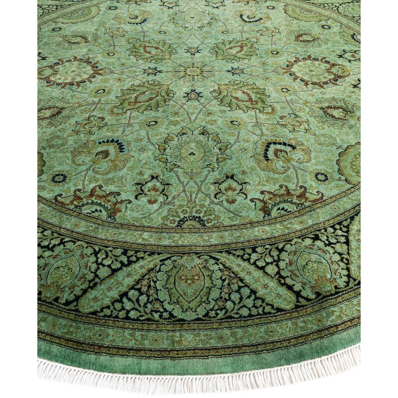 Overdyed One-of-a-Kind Hand-Knotted Area Rug - Green - 8' 1" x 8' 1"