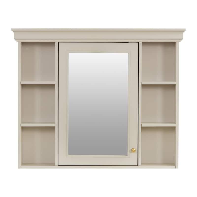36 inch MDF Freestanding Bathroom Vanity Set with Integrated Resin Sink with Mirror cabinet
