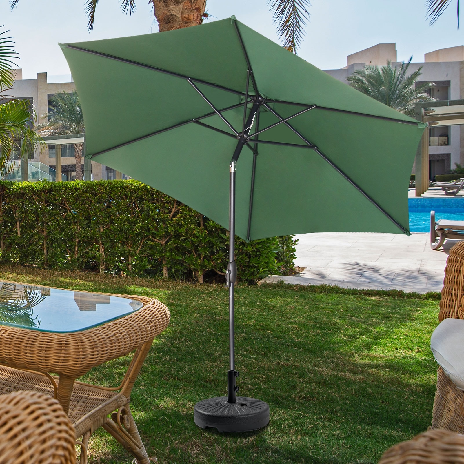 Ainfox 9FT Outdoor Patio Umbrella with Base Tilt System