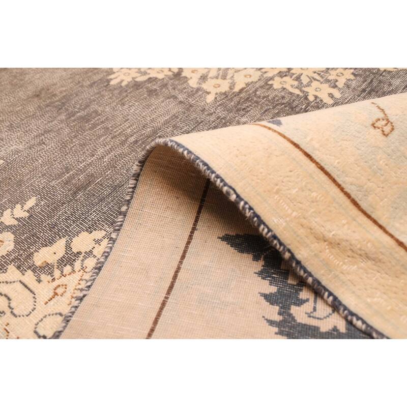 ECARPETGALLERY Hand-knotted Antalya Vintage Dark Grey Wool Rug - 7'6 x 10'3