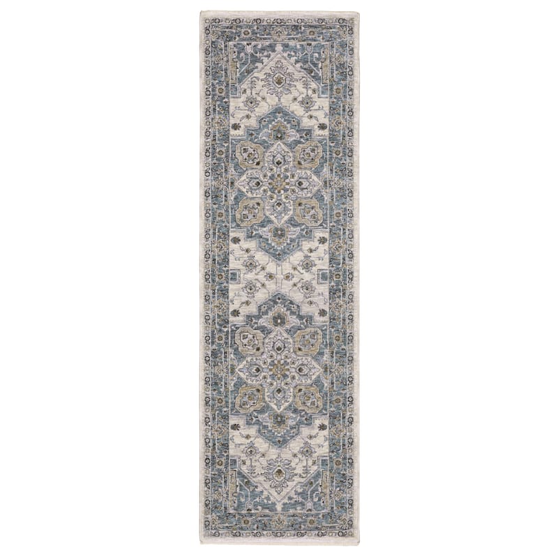 Style Haven Marley Traditional Medallion Blue/ Ivory Area Rug