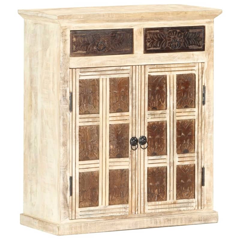 vidaXL Sideboard White 25.6"x11.8"x29.5" Solid Mango Wood