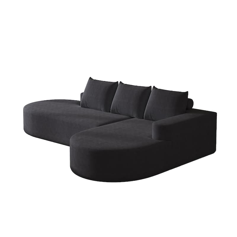 Curved Sofa ,Chenille Upholstered Sectional Sofa Couch Set,Modular L Shaped Sectional Living Room Sofa Set With 3 Pillows