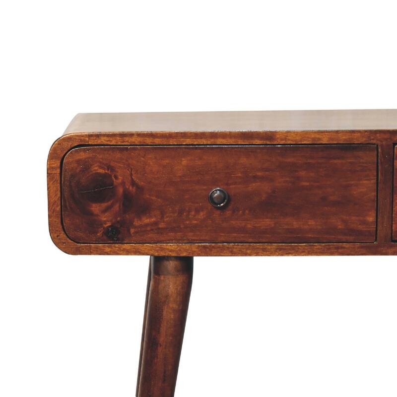 Artisan Furniture Solid Wood Chestnut Curved Hallway Table, Brown, 2 Drawers - N/A
