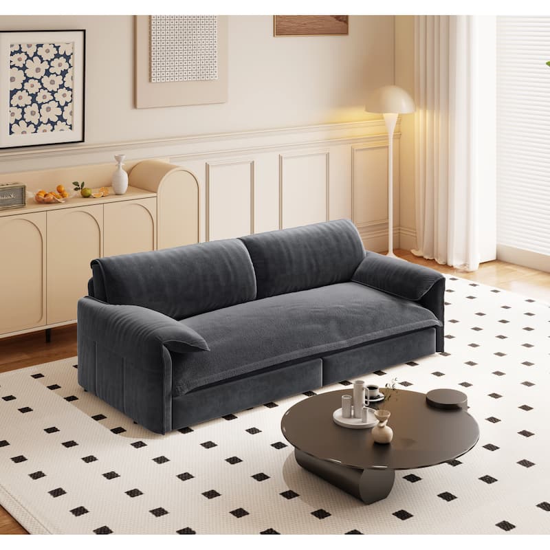 Homy Casa 3-in-1 Convertible Sofa Bed Queen Size Futon with Storage, Living Room, Bedroom, Black Friday Christmas Gift