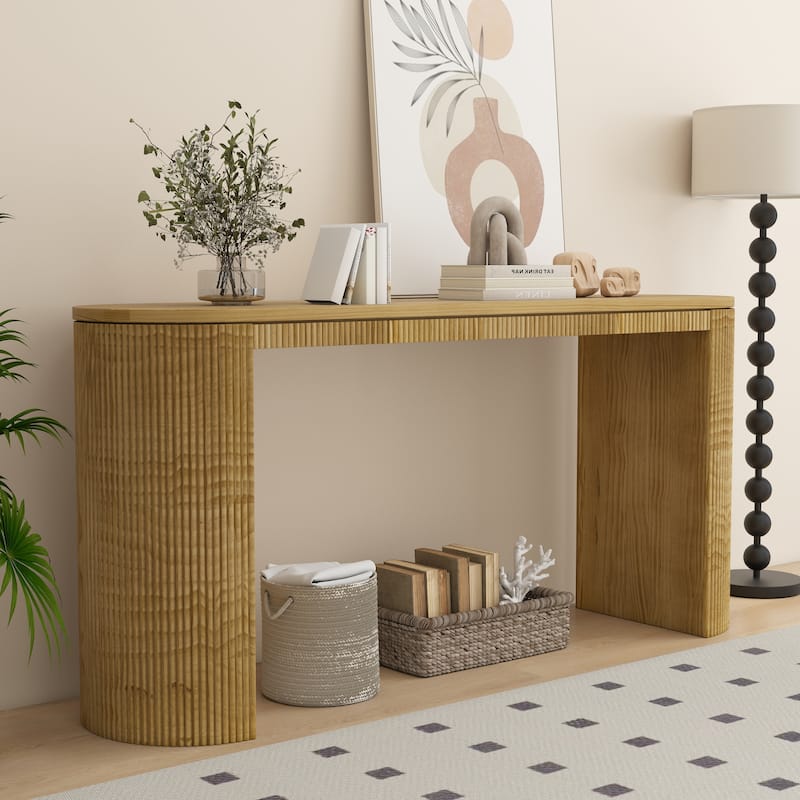 Console Table with Unique Vertical Stripe Design
