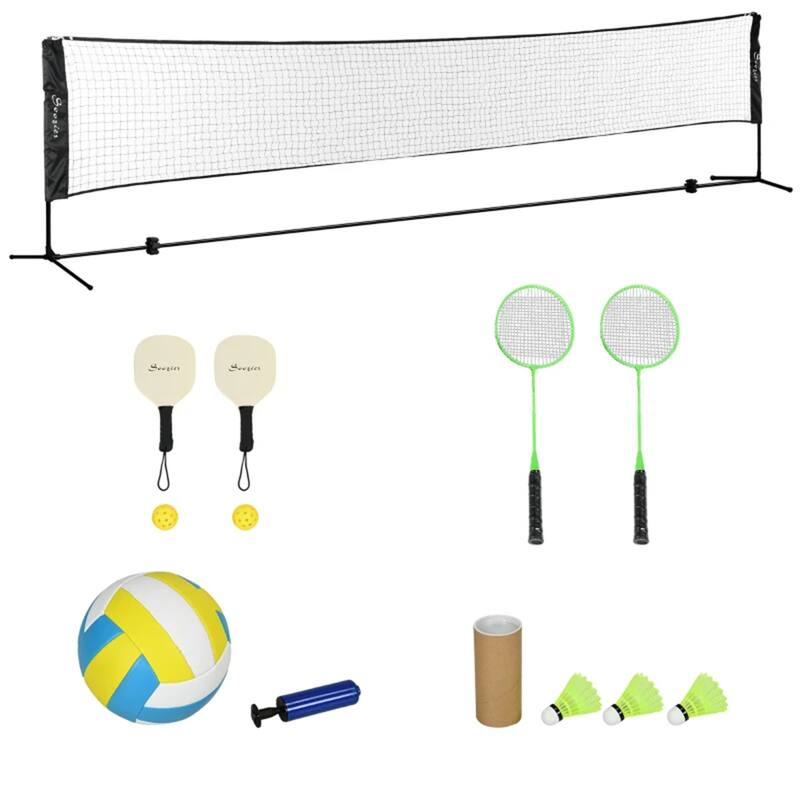 Portable Badminton Net Set with Adjustable Steel Frame Pickleball and Volleyball Included - 200.75" L x 40.5" W x 42.25" - 61" H