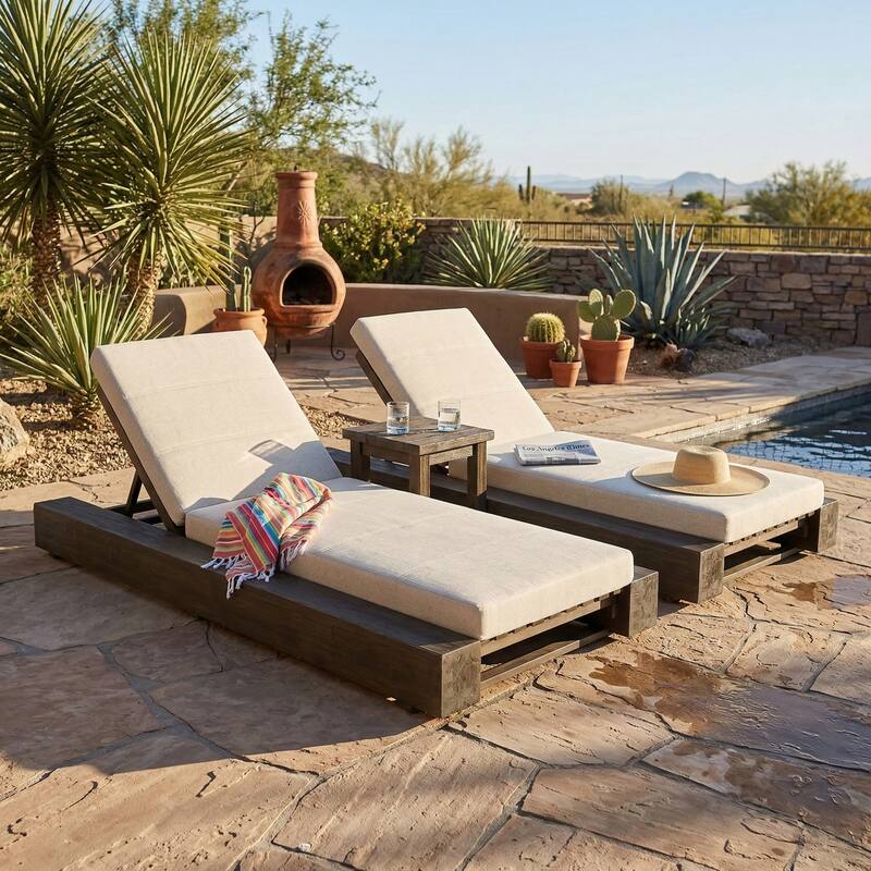 Christopher Knight Home - Amedea Outdoor Acacia Wood Chaise Lounge with Adjustable Backrest & Water-Resistant Cushion