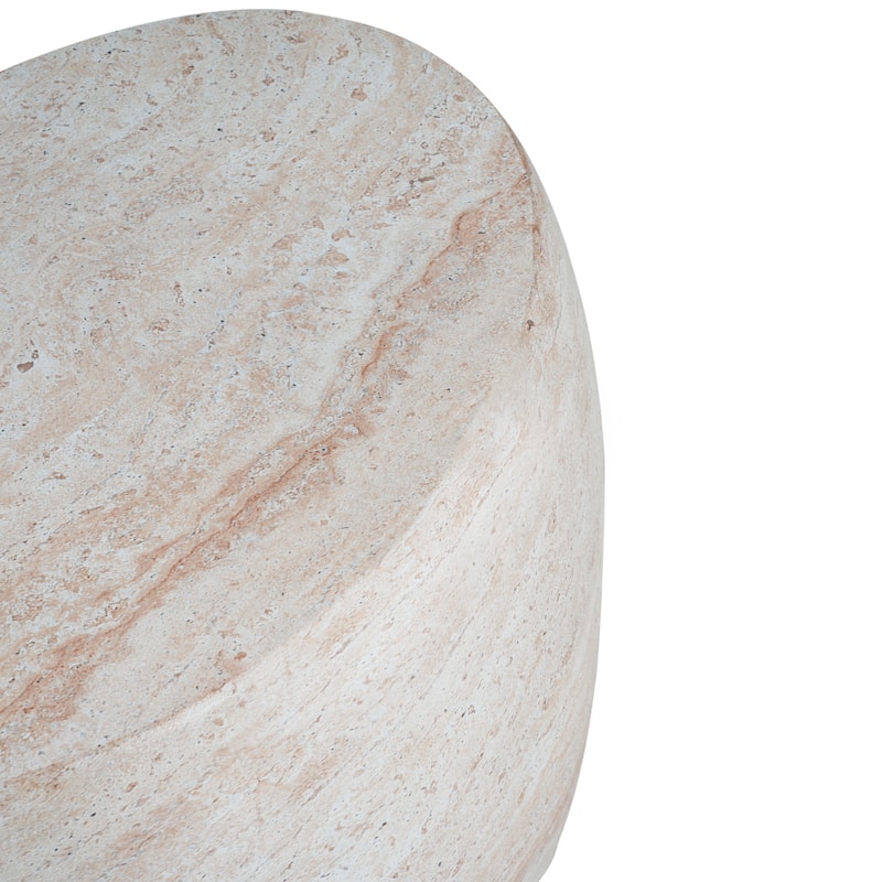 Roomfitters Modern Side Table, Oval Lightweight Accent End Table for Patio, Balcony, or Living Room, Travertine Finish