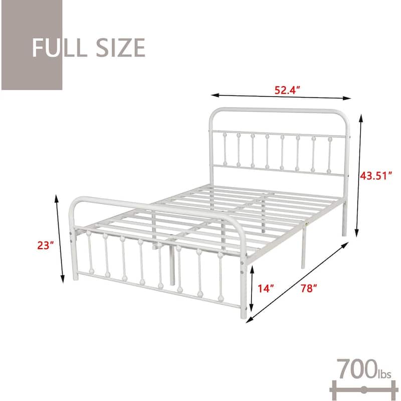 Goutwel Metal Bed Frame Victorian Vintage Style Headboard and Footboard