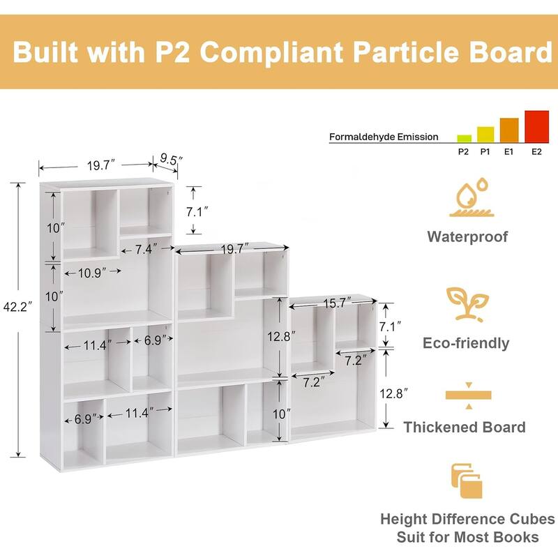 VECELO Wide Wood Organizer Bookcase Sets