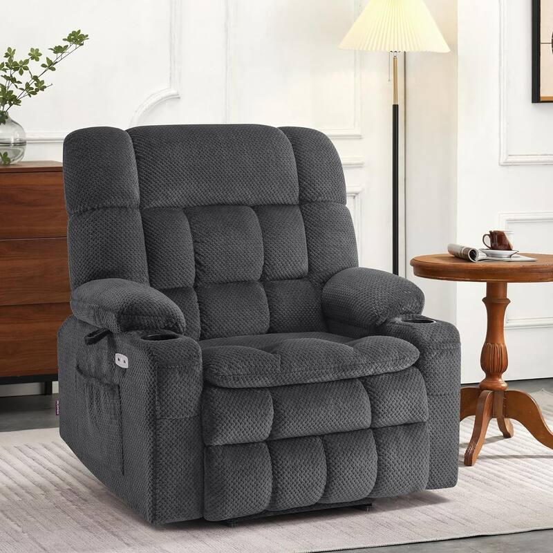 MCombo Dual Motor Power Lift Recliner Chair Sofa with Massage and Heat, Infinite Position, USB Ports, Fabric R7897