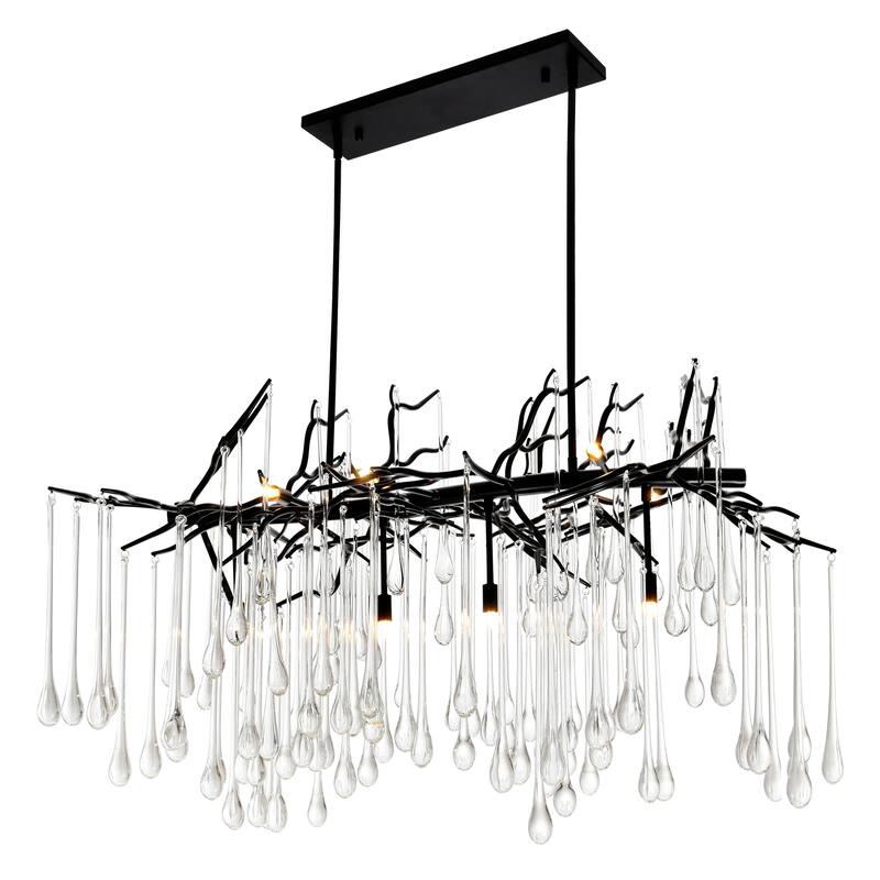 Anita 10 Light Chandelier With Black Finish - Black