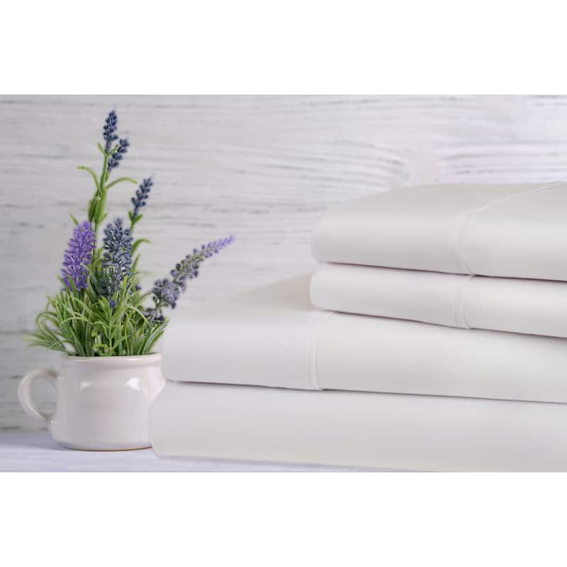 Rayon from Bamboo Lavender Infused Scented 4-Piece Sheet Set - White - King