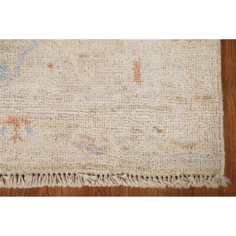 Hand Knotted Oriental 100% Wool Carpet Transitional Geometric Beige & Ivories Oushak Area Rug - 2' 11'' X 2' 0''