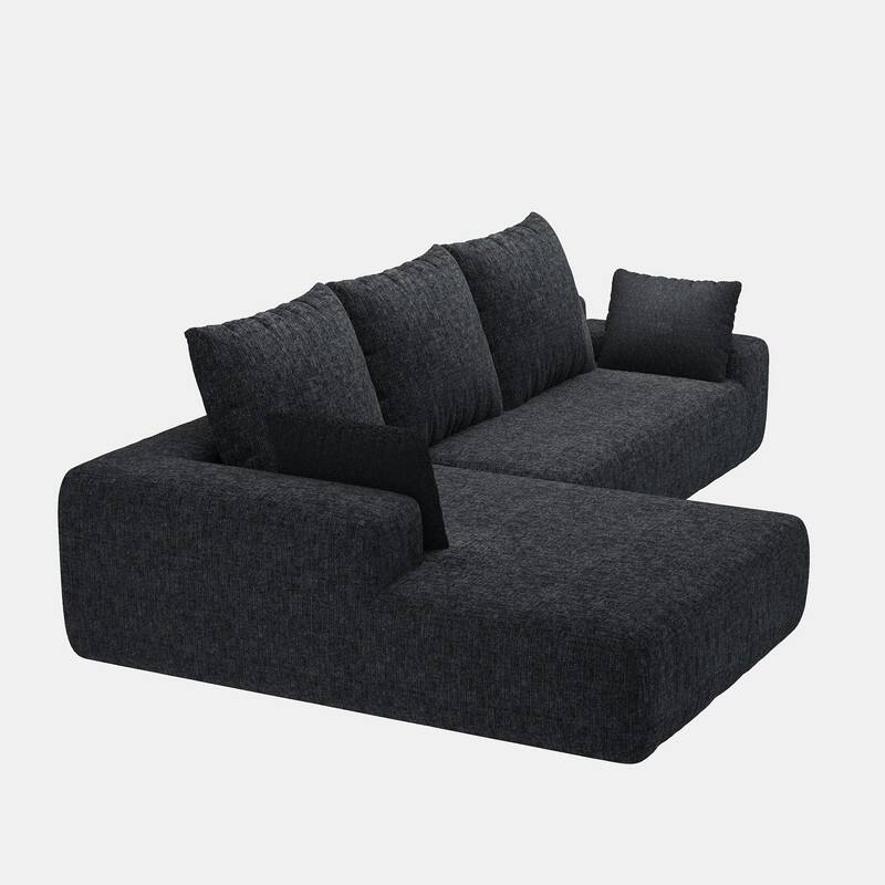 Momei L-Shaped Sofa - High-Density Foam with Spring, Multiple Cushions, Living Room