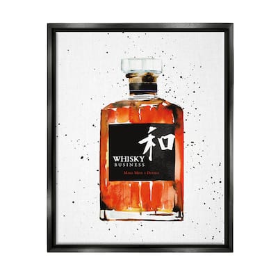 Stupell Whisky Business Quote Japanese Liquor Bottle Floater Frame - White