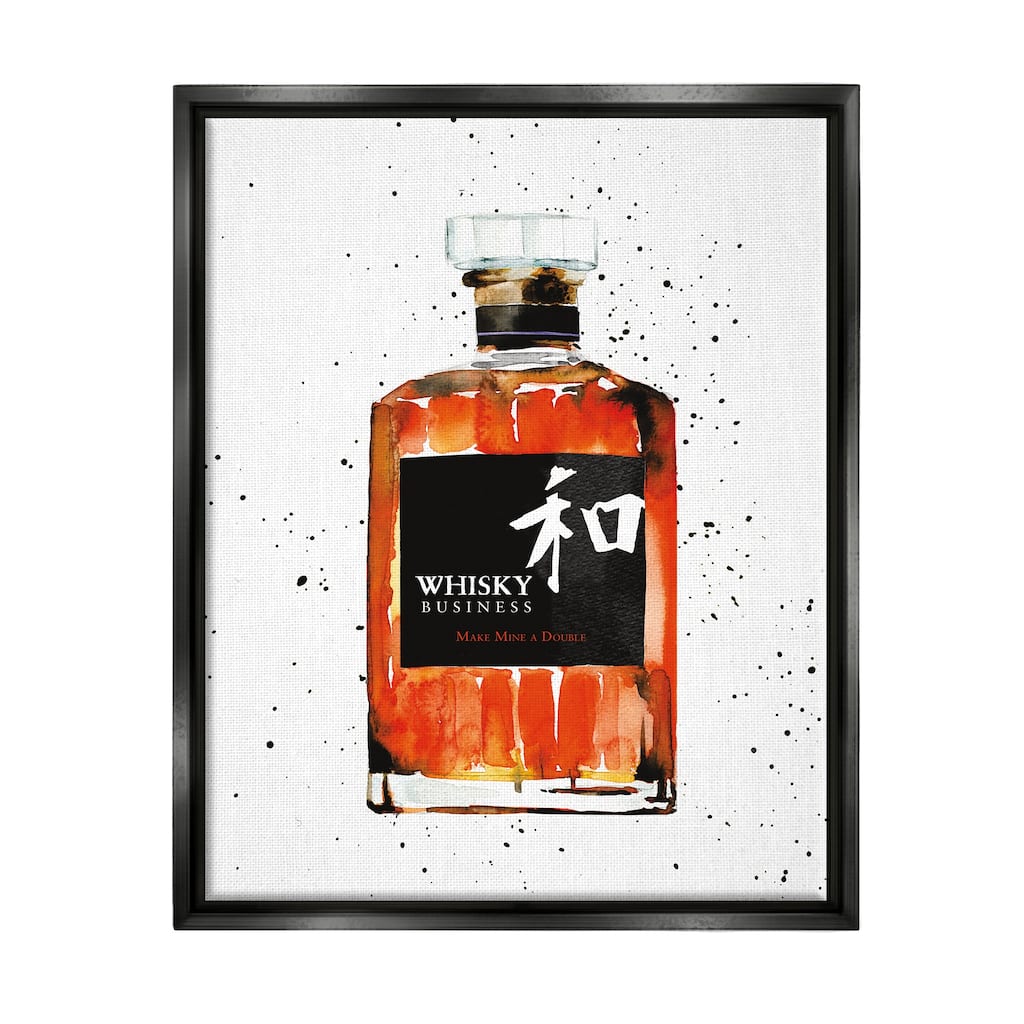 Stupell Whisky Business Quote Japanese Liquor Bottle Floater Frame - White