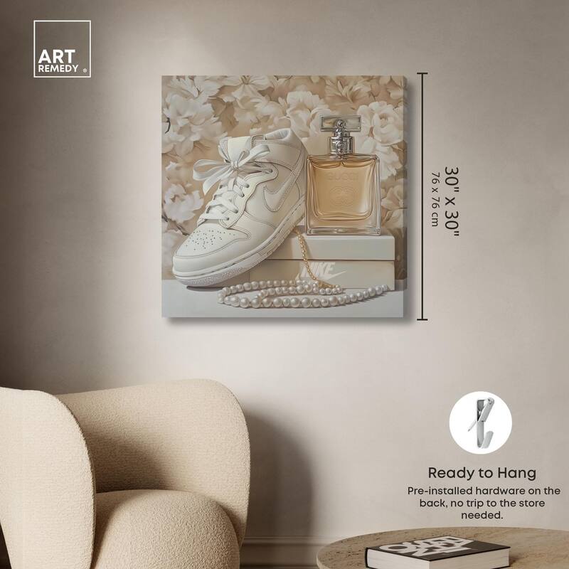 White Sneakers and Pearls Canvas by Art Remedy, Gallery Wrapped