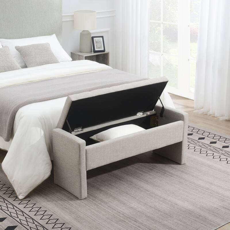 GDFStudio- Alice Foam Bed End Bench with Storage - Light Grey