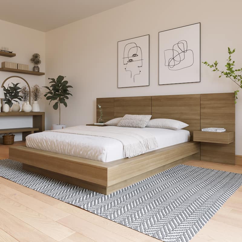 Napa 4-Piece Platform Bedroom Set With Floating Nightstand