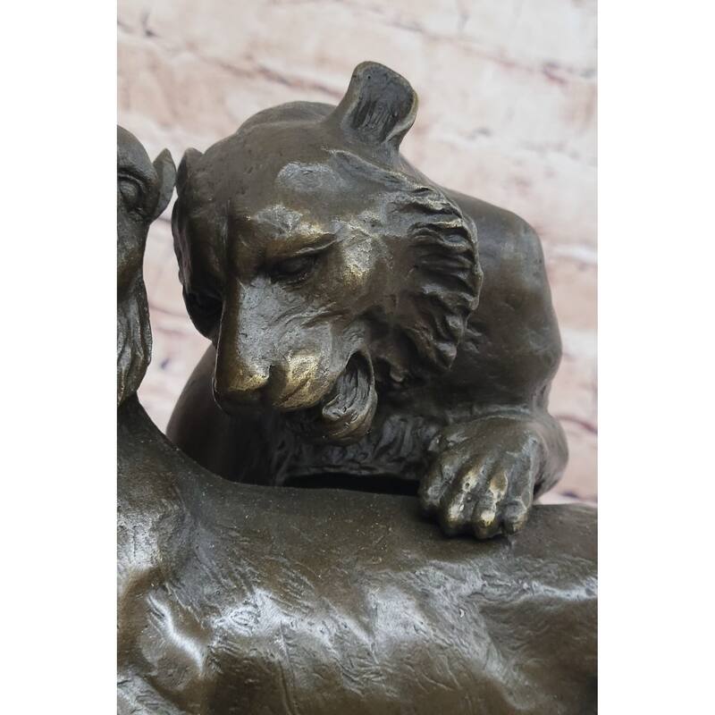 Charles Valton - Preludes To Love - Bronze Sculpture Of Two Tigers On Marble Base