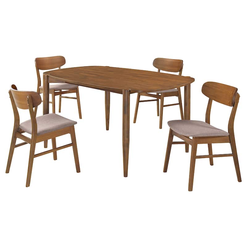 Dortch Walnut Oval Solid Wood Dining Set