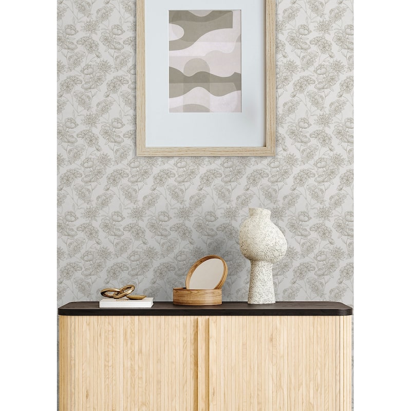 NuWallpaper Gilded Floral Cream Peel and Stick Wallpaper