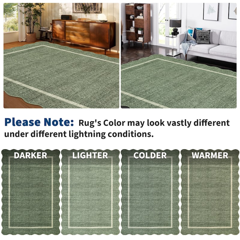 Garvee Scallop Solid Washable Area Rug
