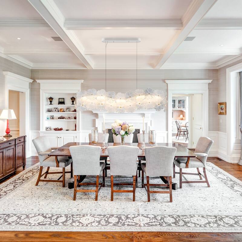 Linear LED Chandelier with Clear & Frosted Glass Petals Dimmable