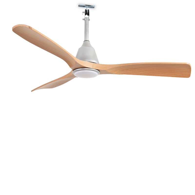 Waterproof Outdoor Ceiling Fan with Light: Plug-in Hanging Fan, Remote App Control, 3CCT, 6-Speed - 52-inch - Burlywood